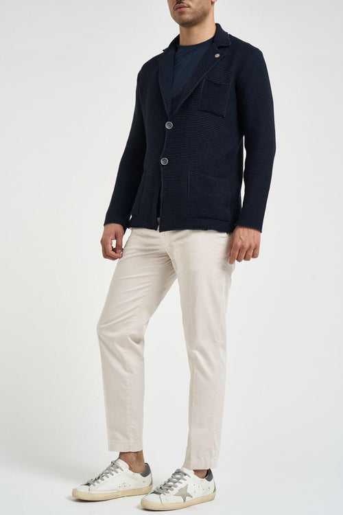 Giacca uomo monopetto in maglia blu