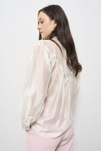 Camicia donna bianca con fiocco - 5