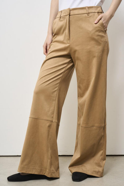Women's palazzo trousers in camel suede - 2
