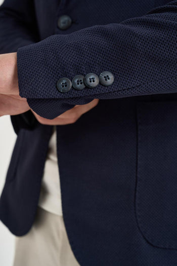 Giacca uomo monopetto blu navy effetto textured - 4
