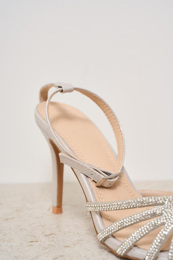 Scarpa con tacco silver con strass - 5