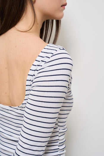 T-shirt donna a righe blu - 4
