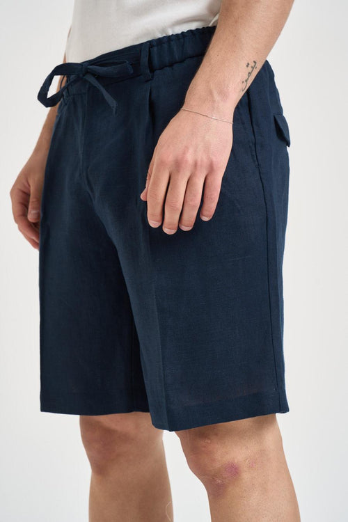 Bermuda uomo in lino blu navy - 2