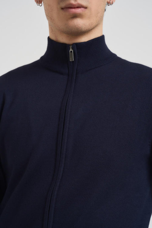Maglia uomo con zip blu - 2