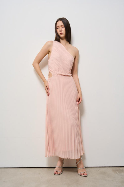 Abito donna monospalla lungo rosa