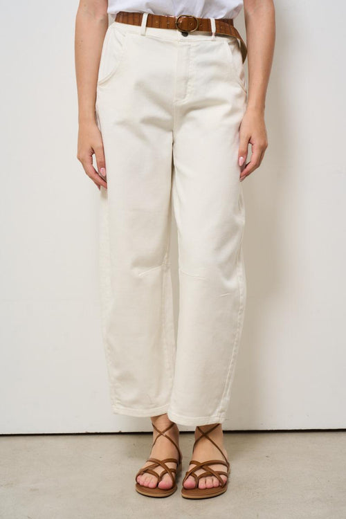 Jeans donna in denim panna