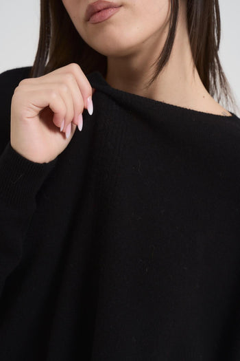 Maglia over donna scollo a barca nera - 4