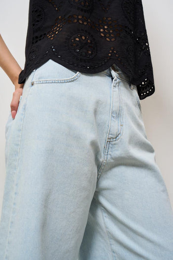 Bermuda donna in denim chiaro - 6