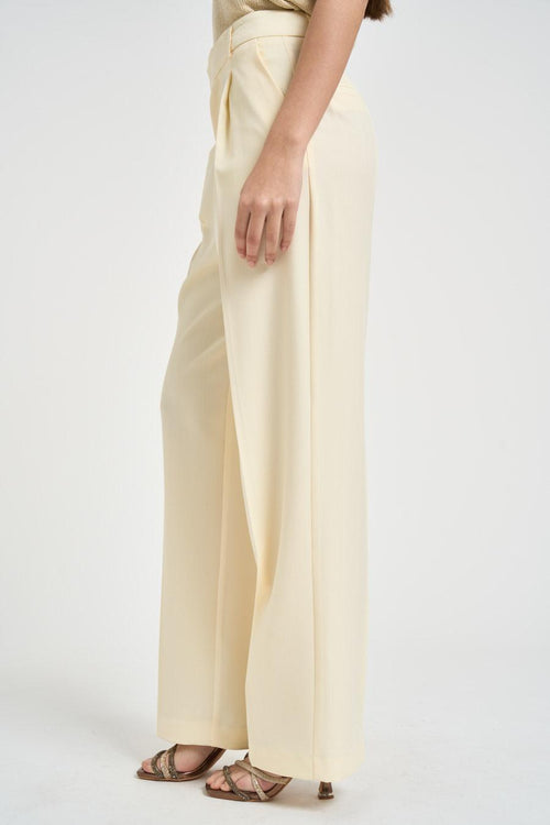 Pantalone donna a gamba dritta giallo pastello - 2