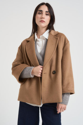 Cappotto donna misto lana cammello - 5