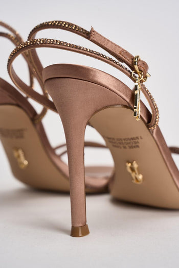 Sandalo donna con tacco bronzo e strass - 7