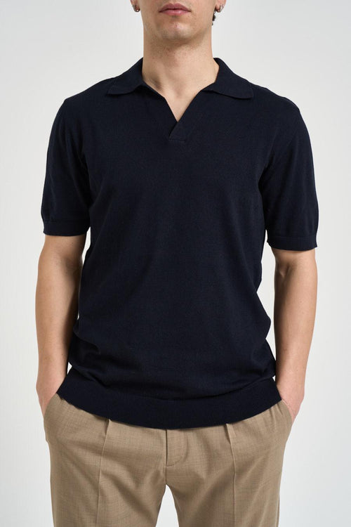 Polo uomo in maglia blu notte