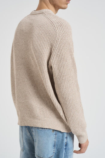 Maglia uomo girocollo a costine beige - 3