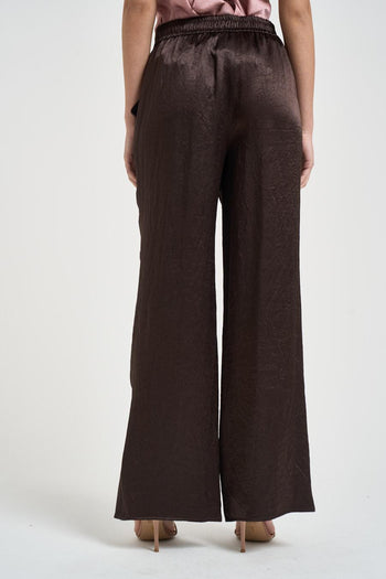 Pantalone donna satinato marrone - 3