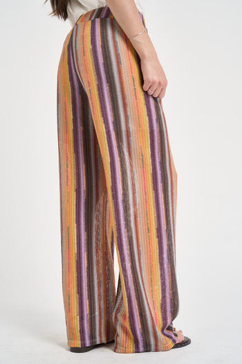Pantalone donna multicolor in maglia crochet - 5