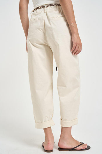 Pantalone donna bianco burro - 5