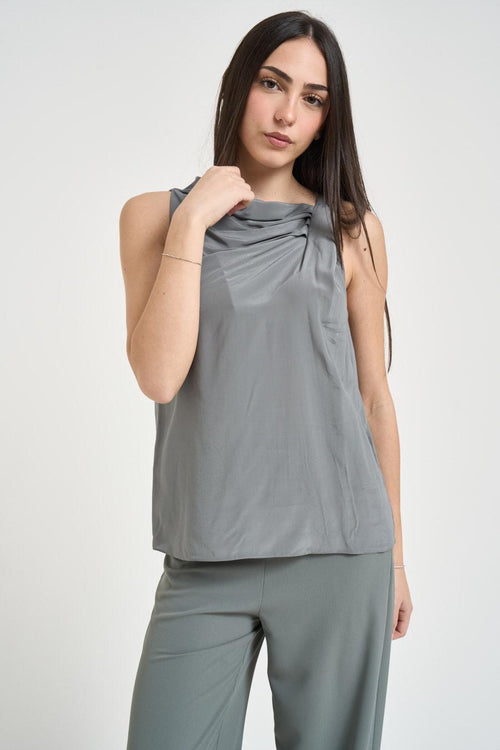 Blusa donna smanicata grigia - 2