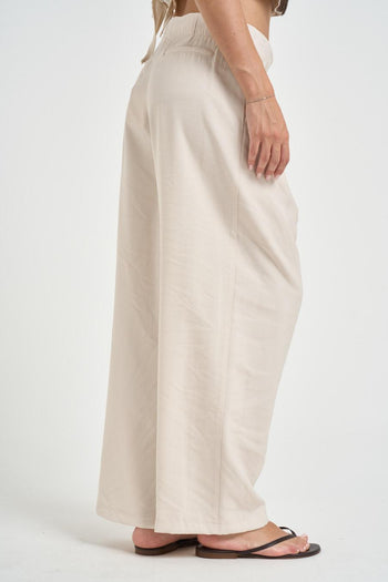 Pantalone donna con pinces panna - 4