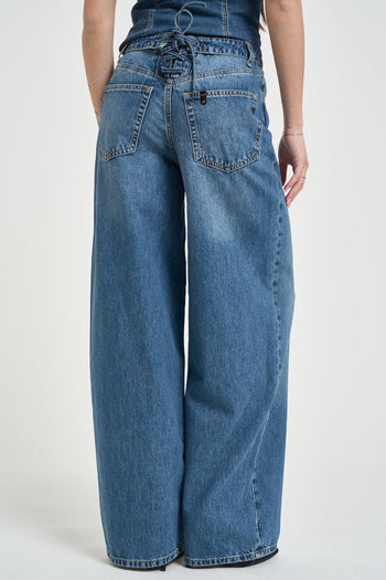 Jeans donna baggy con stringhe - 5