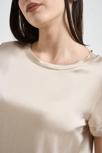 Blusa donna satinata beige - 3