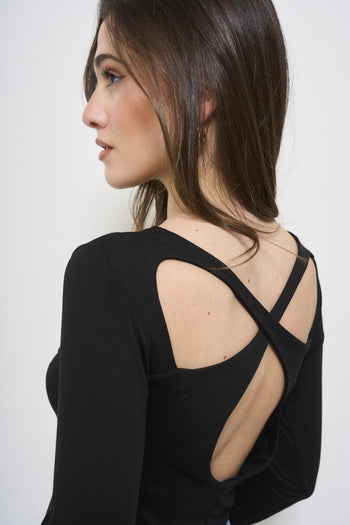 Black women's shirt with cut-out on the back - 5