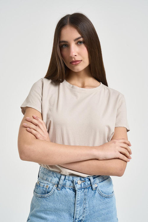 T-shirt donna girocollo sabbia