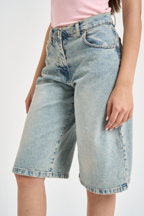 Bermuda donna in denim chiaro - 2
