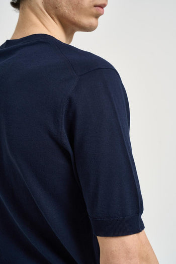 T-shirt uomo in maglia blu notte - 4