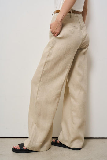 Pantalone donna a palazzo panna - 3