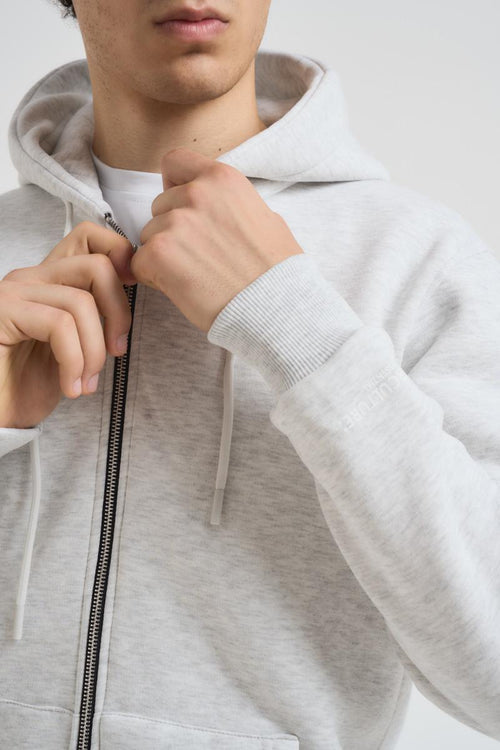 Felpa uomo con zip grigio chiaro - 2