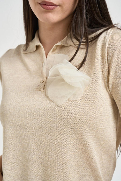 Polo donna manica corta beige - 2