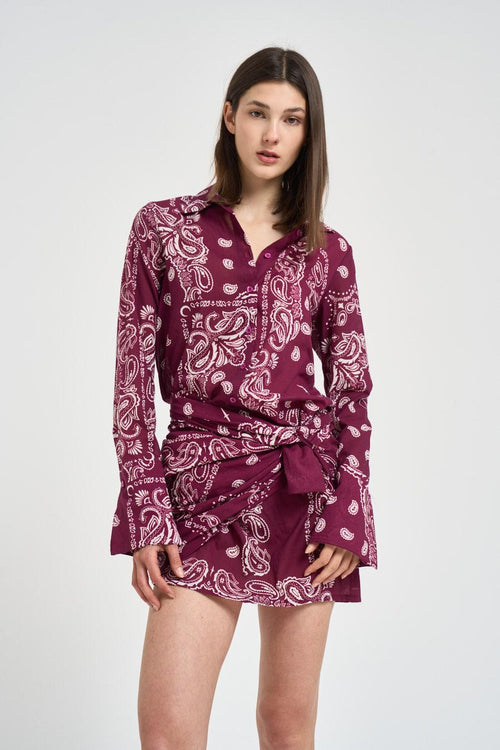 Abito donna fantasia bandana vino - 1