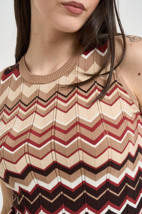 Top donna fantasia zig-zag marrone - 2