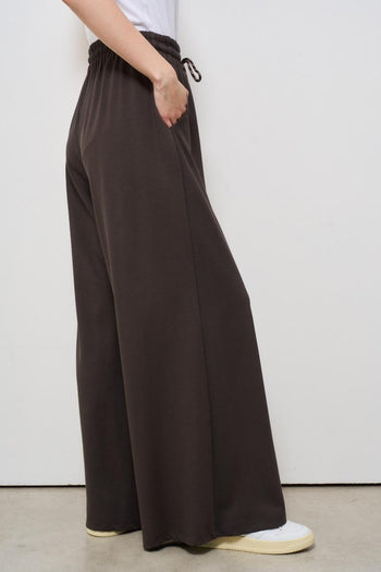 Pantaloni donna marrone a palazzo - 5