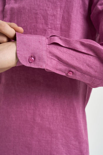 Camicia uomo in lino malva - 3