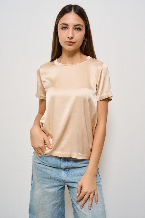 T-shirt donna girocollo champagne
