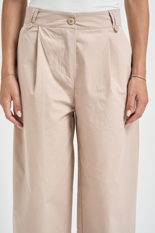 Pantalone donna con pinces panna - 2