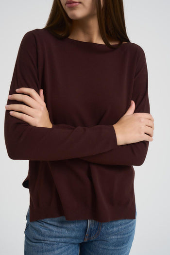 Maglia donna scollo a barca marrone - 3