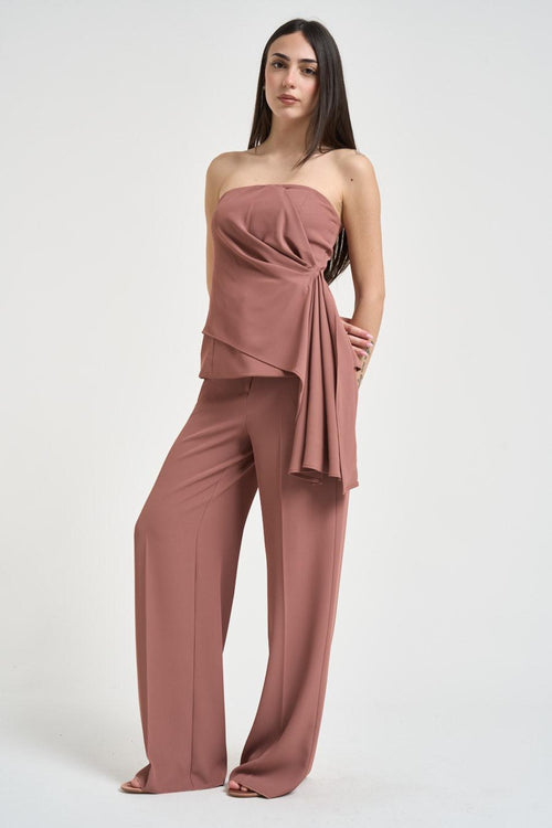 Completo donna top e pantalone malva