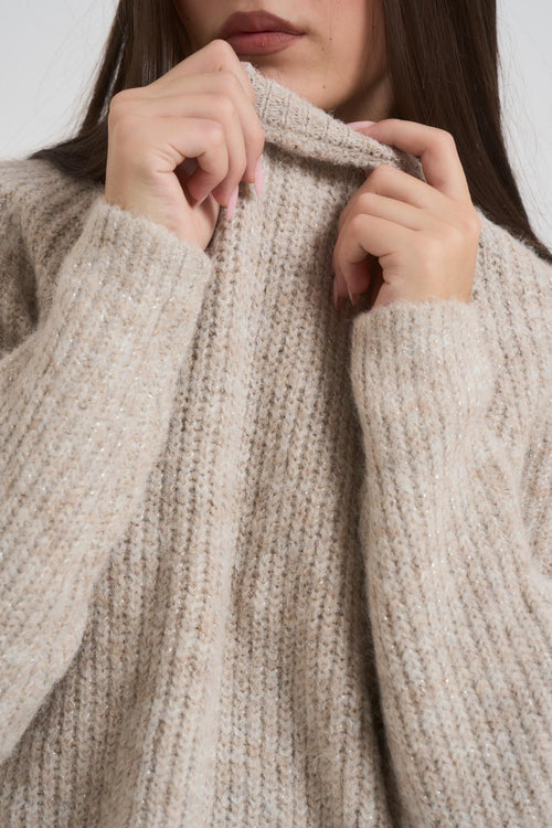 Maglia donna girocollo beige - 2