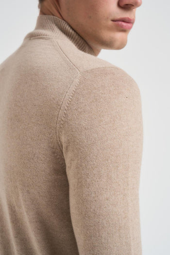Maglia uomo mezzo collo beige - 5