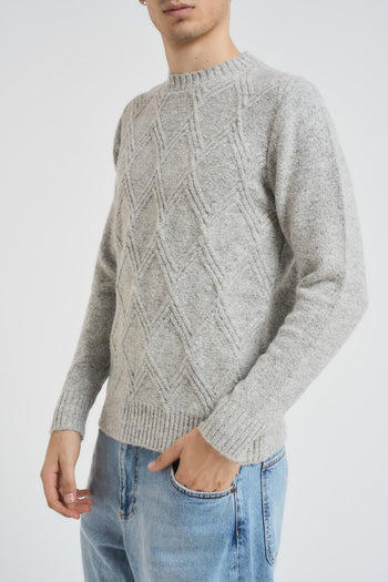 Maglia uomo girocollo a rombi grigio chiaro - 3