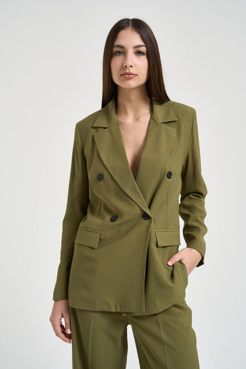 Giacca donna doppiopetto verde oliva - 2