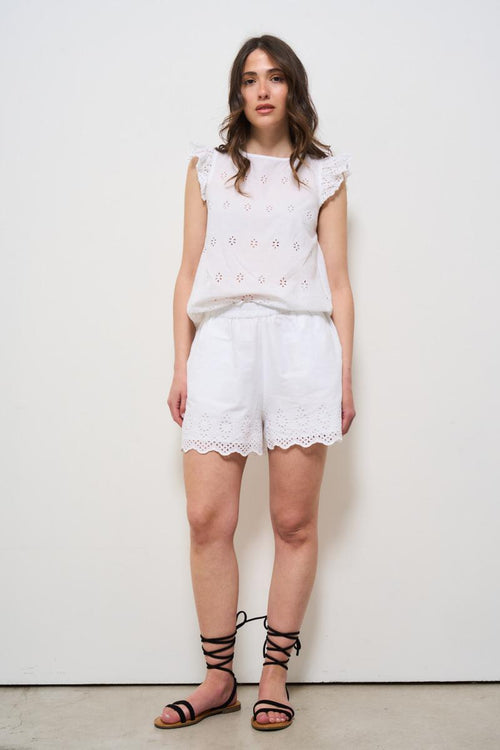 T-shirt donna traforata bianca - 1