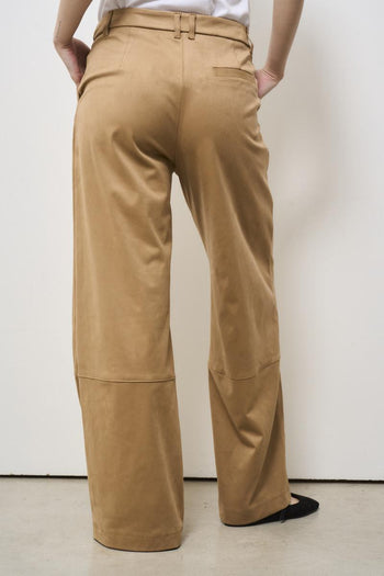 Women's palazzo trousers in camel suede - 4