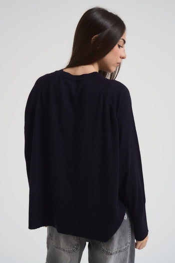 Maglia donna girocollo blu notte - 3