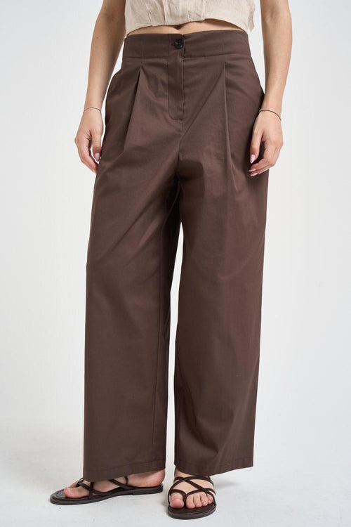 Pantalone donna carrot fit marrone