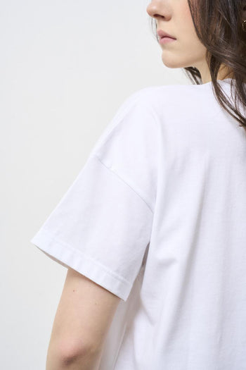T-shirt donna bianca scritta rosa - 4