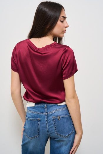 T-shirt donna girocollo satinata rosso - 4