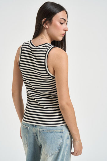 Top donna a righe bianco e nero - 3